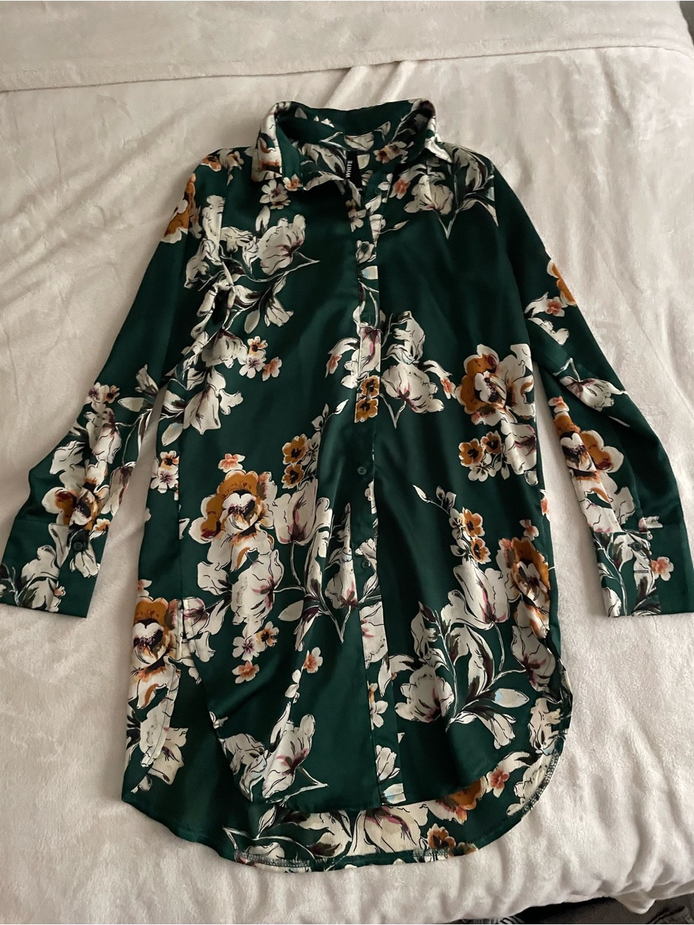 Floral button up Tunic Shirt dress mini